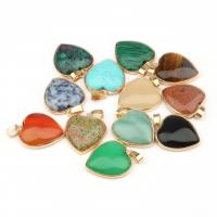 Gemstone Pendants Jewelry with Zinc Alloy Heart gold color plated Sold By PC