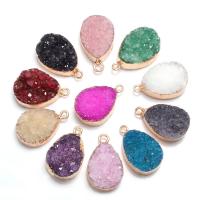 Ice Quartz Agate Pendant with Zinc Alloy Teardrop gold color plated white Sold By PC