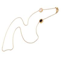 Stainless Steel Mask Chain Holder, with Shell, gold color plated, Unisex, 16x12x3mm, Length:Approx 17.72 Inch, Sold By PC