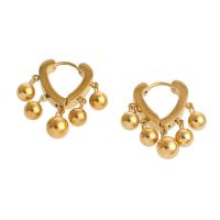 Huggie hoepel Drop Earrings, Roestvrij staal, gold plated, voor vrouw, 21x14x4mm, Verkocht door pair