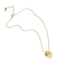 Edelstahl Schmuck Halskette, mit Verlängerungskettchen von 1.97inch, Herz, goldfarben plattiert, für Frau, 20x19x5mm, Länge:ca. 17.72 ZollInch, verkauft von PC