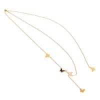 Stainless Steel Jewelry Necklace, with Shell, gold color plated, for woman, 12x7x1mm, Length:Approx 17.72 Inch, Sold By PC