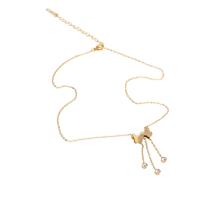 Stainless Steel Jewelry Necklace with Crystal with 1.97inch extender chain gold color plated butterfly design & for woman Length Approx 17.72 Inch Sold By PC