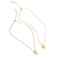 Stainless Steel Jewelry Necklace with 1.97inch extender chain gold color plated 2 pieces & for woman Length Approx 17.72 Inch Sold By Set