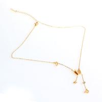Edelstahl Schmuck Halskette, mit Kristall, mit Verlängerungskettchen von 1.97inch, Schmetterling, goldfarben plattiert, für Frau, 15x14x5mm, Länge:ca. 17.72 ZollInch, verkauft von PC
