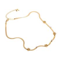 Collar de acero inoxidable de la joyería, con Cristal, con 1.97inch extender cadena, chapado en color dorado, para mujer, 8x8x2mm, longitud aproximado 17.72 Inch, Vendido por UD