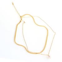 Stainless Steel Jewelry Necklace, with Plastic Pearl, with 1.97inch extender chain, gold color plated, for woman, Length:Approx 17.72 Inch, Sold By PC