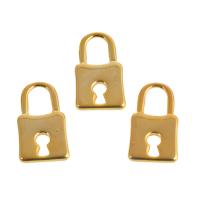 Brass Jewelry Pendants, Lock, real gold plated, golden, 24x13x2mm, Sold By PC