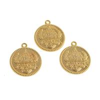 Brass Jewelry Pendants Round real gold plated golden Sold By PC