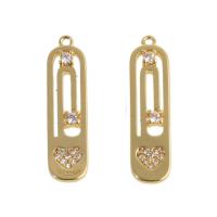 Cubic Zirconia Micro Pave Brass Pendant, real gold plated, micro pave cubic zirconia, golden, 26x16x2mm, Sold By PC