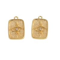 Cubic Zirconia Micro Pave Brass Pendant Rectangle real gold plated evil eye pattern & micro pave cubic zirconia golden Sold By PC