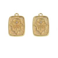Cubic Zirconia Micro Pave Brass Pendant Rectangle real gold plated micro pave cubic zirconia golden Sold By PC