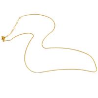 Латунь ожерелье цепь, плакированный настоящим золотом, Мужская, Золотой, 1x1mm, длина 45 см, продается PC