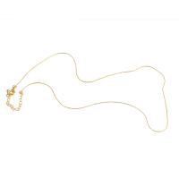 Cadena de collar de cobre amarillo, metal, chapado en oro real, unisexo, dorado, 1x1mm, longitud:45 cm, Vendido por UD