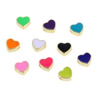 Brass Jewelry Beads, Heart, enamel, more colors for choice, 9x10x4mm, Sold By PC