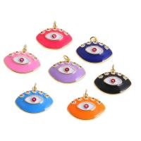Cubic Zirconia Micro Pave Brass Pendant, Eye, micro pave cubic zirconia & enamel, more colors for choice, 20x25x5mm, Sold By PC