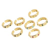Brass Cuff Finger Ring, Adjustable & micro pave cubic zirconia & for woman, more colors for choice, 21x22x5mm, Sold By PC