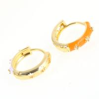 Brass Hoop Earring micro pave cubic zirconia & for woman & enamel Sold By PC