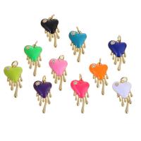 Cubic Zirconia Micro Pave Brass Pendant, Heart, micro pave cubic zirconia & enamel, more colors for choice, 24x13x3mm, Sold By PC