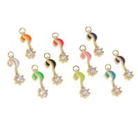 Cubic Zirconia Micro Pave Brass Pendant, micro pave cubic zirconia & enamel, more colors for choice, 17x8x2mm, Sold By PC