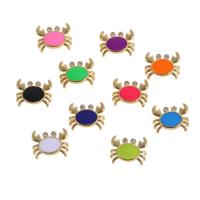 Cubic Zirconia Micro Pave Brass Pendant, Crab, micro pave cubic zirconia & enamel & no hole, more colors for choice, 13x16x3mm, Sold By PC