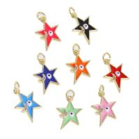 Evil Eye Pendants, Brass, Star, evil eye pattern & micro pave cubic zirconia & enamel, more colors for choice, 28x13x2mm, Sold By PC