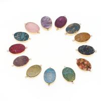 Драгоценный камень разъем, Латунь, с Царский джаспер, Овальная форма, Много цветов для выбора, 46x26x7mm, продается PC