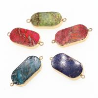 Gemstone Connector, Brass, with Impression Jasper, more colors for choice, 45x20x6mm, Sold By PC