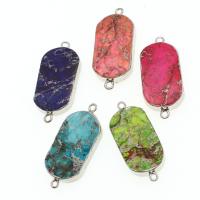 Драгоценный камень разъем, Латунь, с Царский джаспер, Много цветов для выбора, 45x19x6mm, продается PC