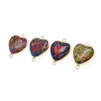 Драгоценный камень разъем, Латунь, с Царский джаспер, Сердце, Много цветов для выбора, 29x24x6mm, продается PC