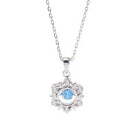 Cubic Zircon Micro Pave 925 Sterling Silver Necklace platinum plated fashion jewelry & for woman & with cubic zirconia 11mm Length 17.72 Inch Sold By PC
