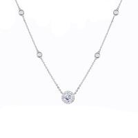 Cubic Zircon Micro Pave 925 Sterling Silver Necklace, with 1.97 extender chain, platinum plated, fashion jewelry & for woman & with cubic zirconia, 10mm, Length:15.75 Inch, Sold By PC