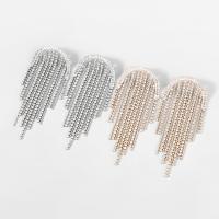 Fashion Fringe Boucles d'oreilles, alliage de zinc, bijoux de mode & pour femme & avec strass, plus de couleurs à choisir, 107x43mm, Vendu par paire