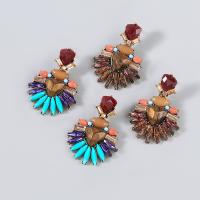 Rhinestone Earring, Tibetan Style, with acrylic rhinestone & Resin, fashion jewelry & for woman, more colors for choice, 45x33mm, Sold By Pair