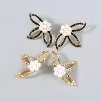 Rhinestone Earring Zinc Alloy with acrylic rhinestone & ABS Plastic Pearl plated fashion jewelry & for woman Sold By Pair