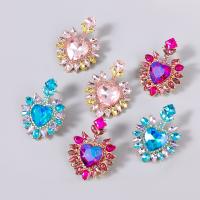 Rhinestone Earring, Tibetan Style, fashion jewelry & for woman & with glass rhinestone, more colors for choice, 52x40mm, Sold By Pair