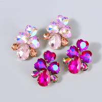 Rhinestone Earring, Tibetan Style, fashion jewelry & for woman & with glass rhinestone, more colors for choice, 53x40mm, Sold By Pair