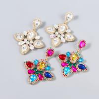 Rhinestone Earring, Tibetan Style, fashion jewelry & for woman & with glass rhinestone & with rhinestone, more colors for choice, 78x60mm, Sold By Pair