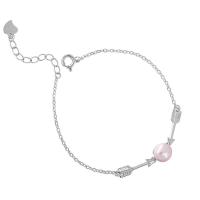 Freshwater Cultured Pearl Bracelet 925 Sterling Silver with Freshwater Pearl with 1.18inch extender chain Round platinum plated oval chain & for woman 7.50mm Sold Per Approx 5.9 Inch Strand
