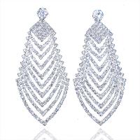 Rhinestone Earring with Zinc Alloy plated for woman 70mm Sold By Pair