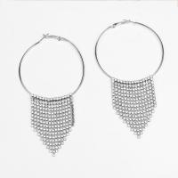Rhinestone Earring with Zinc Alloy plated for woman Sold By Pair