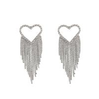Fashion Fringe Earrings, Rhinestone, plated, for woman, more colors for choice, 90mm, Sold By Pair