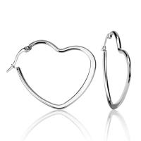 Stainless Steel Hoop Earring, Heart, different size for choice & for woman, original color, Sold By Pair