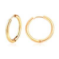 Stainless Steel Hoop Earring Round gold color plated & for woman Sold By Pair