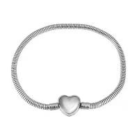 Stainless Steel Jewelry Bracelet 316 Stainless Steel with Leather Heart Unisex 8-10mm Length 7.5 Inch Sold By PC