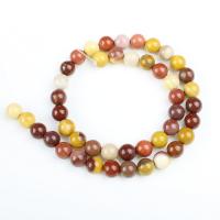 Yolk Stone Beads, Runde, poleret, du kan DIY, blandede farver, Solgt Per 39 cm Strand