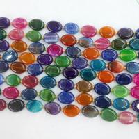 Perles agate veines de dragon naturelles, ovale plat, poli, DIY, couleurs mélangées, Vendu par 38 cm brin