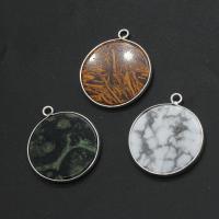Natural Imperial Jasper Pendants Brass with Impression Jasper Round Sold By PC