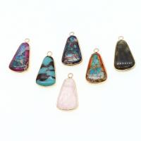 Natural Imperial Jasper Pendants, Brass, with Impression Jasper, more colors for choice, 30x16x6mm, Sold By PC