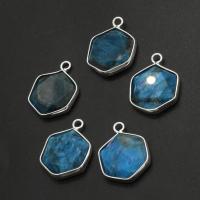 Natural Imperial Jasper Pendants, Brass, with Impression Jasper, Polygon, more colors for choice, 27x18x4mm, Sold By PC